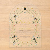 Kleine Honey Wildblume Bee Baby Dusche Acryleinladungen (Vorderseite)