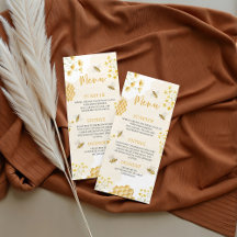 Kleine Honig-Baby-Shower 4x9-Menükarte