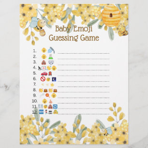 Kleine Honig-Baby-Shower-Emoji-Spiel Flyer