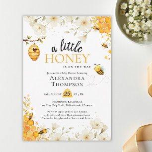Kleine Honig-Blumen-Aquarell Elegante Babyparty Einladung