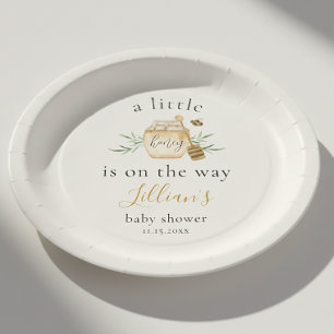 Kleine Honig ist auf dem Weg Biene Baby Shower Wil Pappteller