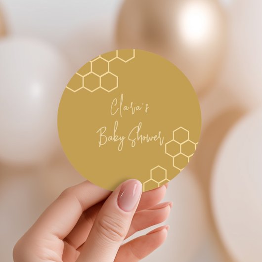 Kleine Honig-Minimal-Golden Beige Babydusche Runder Aufkleber