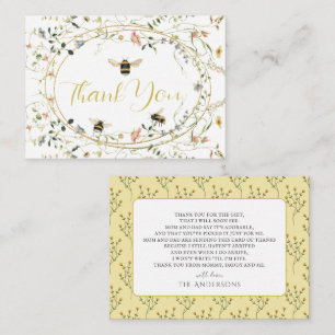 Kleine Honig-Wildblumen-Bienen-Baby-Shower-Dankesc Mitteilungskarte