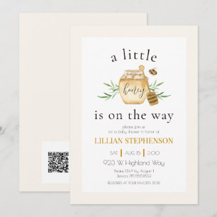 Kleine Honigbiene auf dem Weg Baby Shower QR Code Einladung