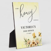 Kleine Honigbiene Babydusche Begrüßungszeichen Fotoplatte (Seite)