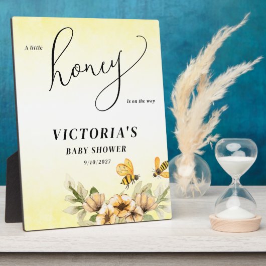 Kleine Honigbiene Babydusche Begrüßungszeichen Fotoplatte (Seite)