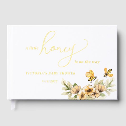 Kleine Honigbiene Babydusche Gästebuch (Vorderseite)