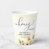 Kleine Honigbiene Babydusche Pappbecher (Rückseite)