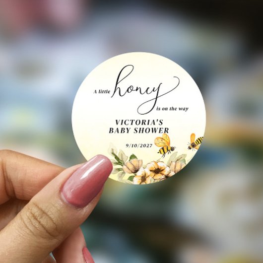 Kleine Honigbiene Babydusche Runder Aufkleber