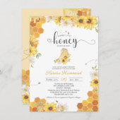 Kleine Honigbiene & Sonnenblumendusche in Einladung (Vorne/Hinten)