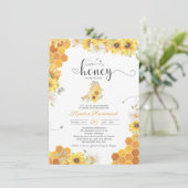 Kleine Honigbiene & Sonnenblumendusche in Einladung (Stehend Vorderseite)