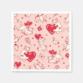 Kleine, hübsche Katzen mit Herzen. Funny Party Serviette (Vorderseite)