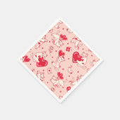 Kleine, hübsche Katzen mit Herzen. Funny Party Serviette (Ecke)