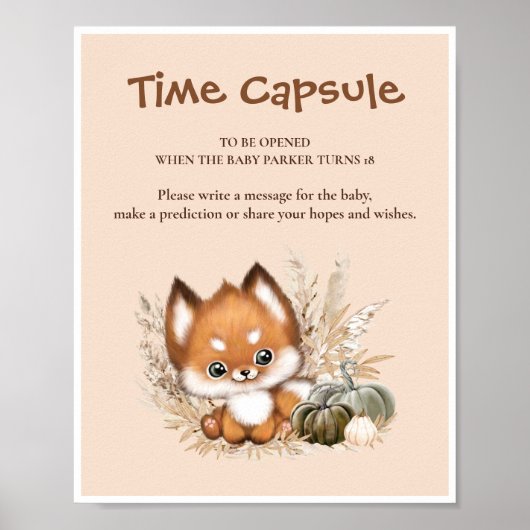 Kleine Hühnerfox Fall Babydusche Zeitschrift Kapse Poster (Vorne)