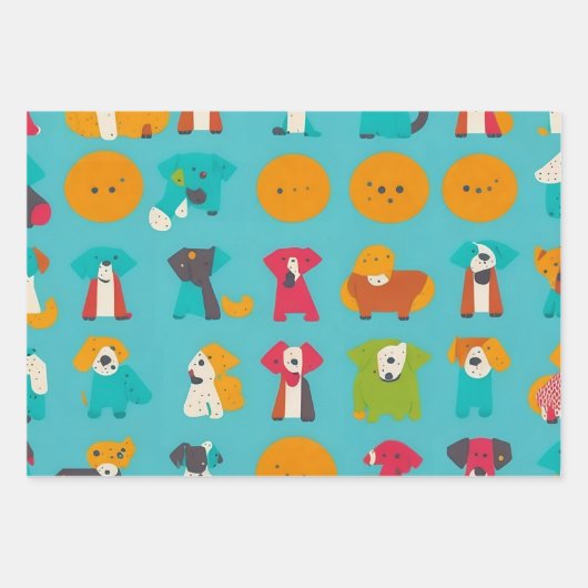 Kleine Hunde Geschenkpapier Set (Vorderseite)