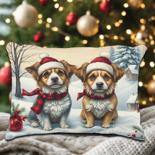 Kleine Hunde in Preppy Winter Attraktion und Hat W Dekokissen