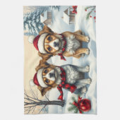 Kleine Hunde in Preppy Winter Attraktion und Hat W Geschirrtuch (Vertikal)