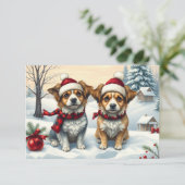 Kleine Hunde in Preppy Winterkleid und Hutkarte (Stehend Vorderseite)