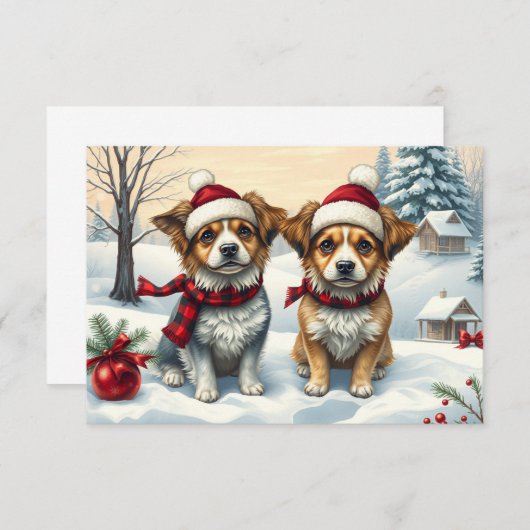 Kleine Hunde in Preppy Winterkleid und Hutkarte (Vorne/Hinten)