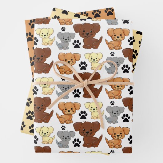 Kleine Hunde und Pad Print Wrapping Paper Set Geschenkpapier Set (Beispiel)