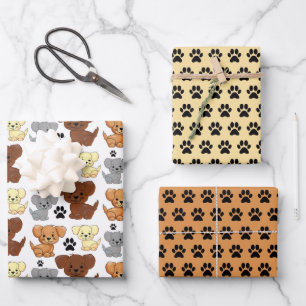 Kleine Hunde und Pad Print Wrapping Paper Set Geschenkpapier Set