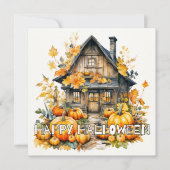 Kleine Hütte im HerbstHalloween Karte (Vorderseite)