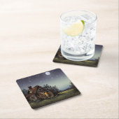 Kleine Hütte im Mondschein Rechteckiger Pappuntersetzer (Vor Ort)