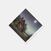 Kleine Hütte im Mondschein Serviette (Ecke)
