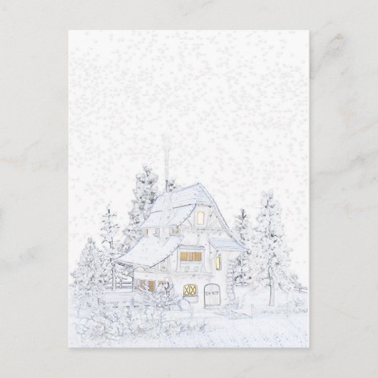 KLEINE HÜTTE IM SCHNEE | Paintable© Postkarte (Vorderseite)