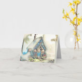 Kleine Hütte im Wald - bezaubernde Flucht Karte (Gelbe Blume)