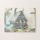 Kleine Hütte im Wald - bezaubernde Flucht Puzzle (Horizontal)