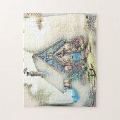 Kleine Hütte im Wald - bezaubernde Flucht Puzzle (Vertikal)