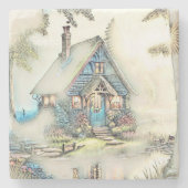 Kleine Hütte im Wald - bezaubernde Flucht Steinuntersetzer (Vorderseite)