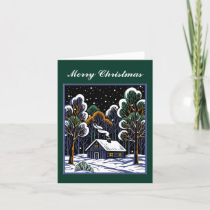 Kleine Hütte in Woods Weihnachtsfrieden Custom Feiertagskarte