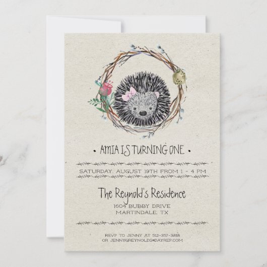 Kleine Igel-Party Einladung (Vorderseite)