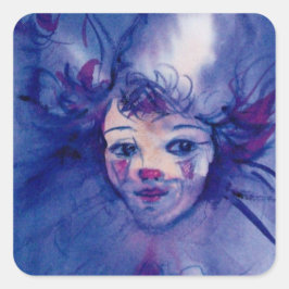 KLEINE IN LILA/Venezianischen Karnevalssichtern Quadratischer Aufkleber