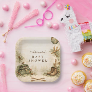 Kleine Jagd Holzland Andenken Baby Shower Pappteller