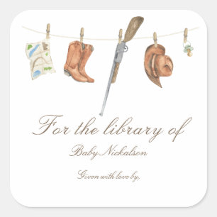Kleine Jäger-Baby-Party - für die Bibliothek von Quadratischer Aufkleber