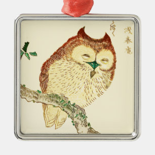 Kleine japanische Eule Silbernes Ornament