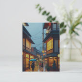 Kleine japanische Rainy Road Postkarte (Stehend Vorderseite)