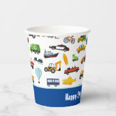 Kleine junge Autos Muster Kinderspiel Geburtstag Pappbecher (Vorderseite)