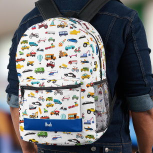 Kleine Junge Dinge, die Autos bewegen Kid Bedruckter Rucksack