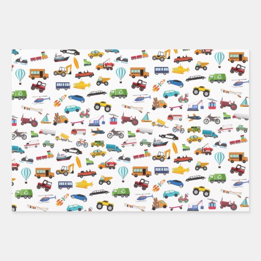 Kleine Junge Dinge, die Autos bewegen Kid Geschenkpapier Set (Vorderseite 2)