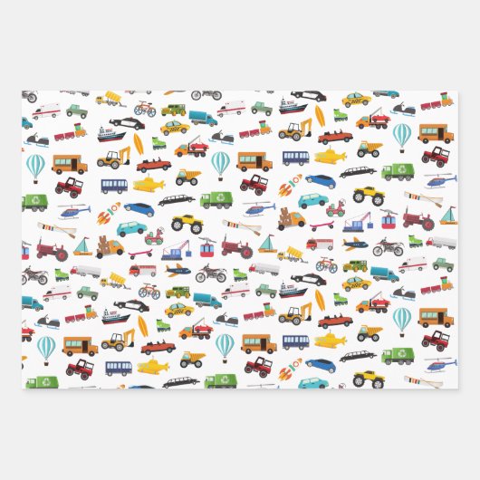 Kleine Junge Dinge, die Autos bewegen Kid Geschenkpapier Set (Vorderseite)