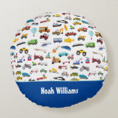 Kleine Junge Dinge, die Autos bewegen Kid Rundes Kissen (Rückseite)