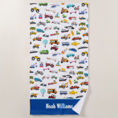 Kleine Junge Dinge, die Autos bewegen Kid Strandtuch (Vorderseite)