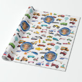 Kleine Junge Dinge, die Autos bewegen Kinderwagen Geschenkpapier (Ungerollt)