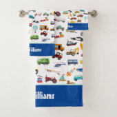 Kleine Junge Dinge, die das Fahrzeugmuster bewegen Badhandtuch Set (Insitu)