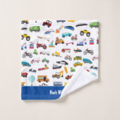 Kleine Junge Dinge, die das Fahrzeugmuster bewegen Badhandtuch Set (Waschlappen)