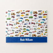 Kleine Junge Dinge, die das Fahrzeugmuster bewegen Puzzle (Horizontal)